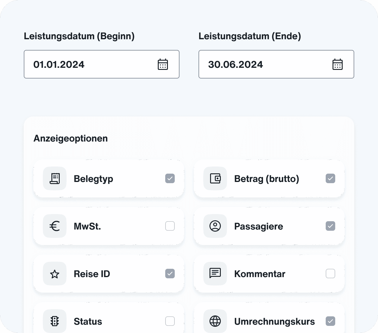 Eigene Buchhaltungsoberfläche